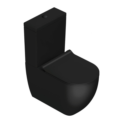Sfera Back to Wall Toilet Suite Matt Black/Black Button MPSFRSL.NS.BL
