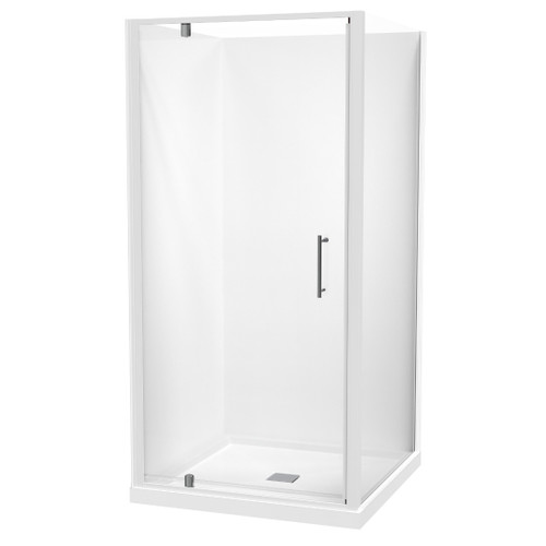 Eclipse Shower Enclosure 1000mm Square 2-Sided Flat Wall White 1EC2W11SFL1X