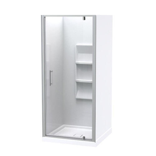 Main Image Eclipse Shower Enclosure 900mm Square 3-Sided Moulded Wall Satin 1EC2S999MB9X