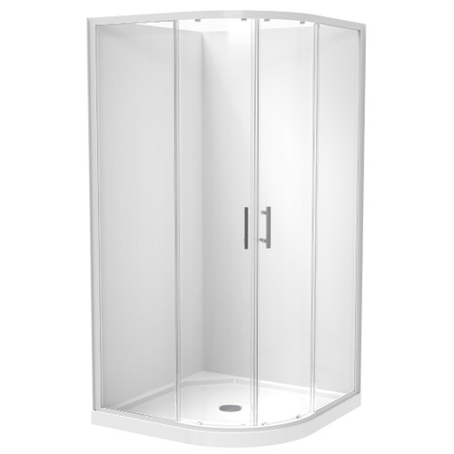 Luna Shower Enclosure 1000 x 1000mm Round Flat Wall White 1LU2W11RFLRX