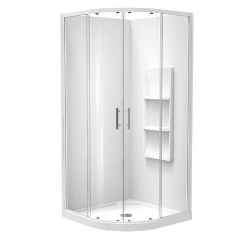 Luna Shower Enclosure 900 x 900mm Round Moulded Wall White 1LU2W99RMSRX