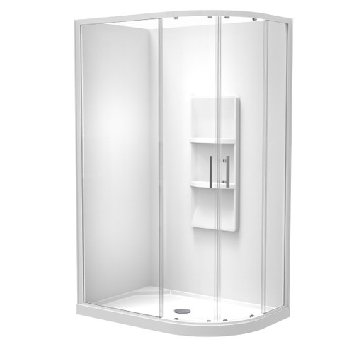 Luna Shower Enclosure 800 x 1200mm Round Moulded Wall White 1LU2W82RMSRX