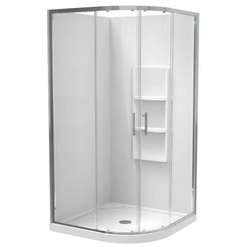 Luna Shower Enclosure 1000 x 1000mm Round Moulded Wall Bright 1LU2B11RMSRX