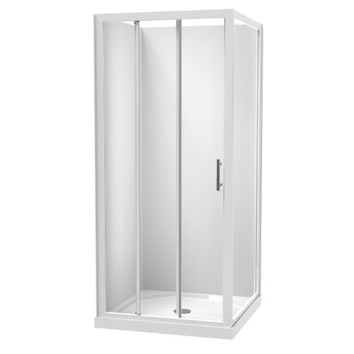 Luna Shower Enclosure 900mm Square 2-Sided Flat Wall White 1LU2W99SFL9X