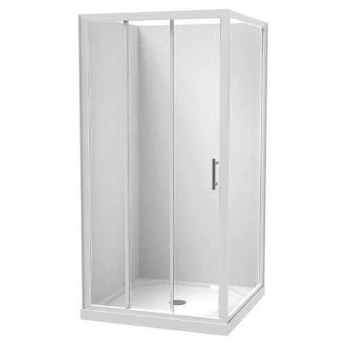 Luna Shower Enclosure 1000mm Square 2-Sided Flat Wall White 1LU2W11SFL1X