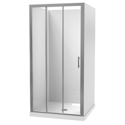 Luna Shower Enclosure 1000 x 1000mm Square 3-Sided Flat Wall Bright 1LU2B111FL1X