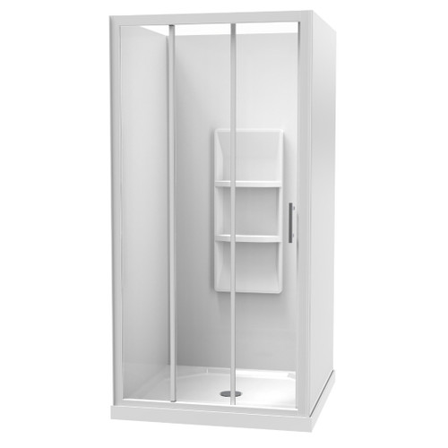 Luna Shower Enclosure 1000mm Square 3-Sided Moulded Wall White 1LU2W111MB1X