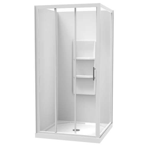Luna Shower Enclosure 1000 x 1000mm Square 2-Sided Moulded Wall White 1LU2W11SMS1X