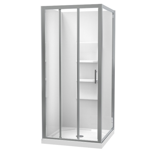 Luna Shower Enclosure 900mm Square 2-Sided Moulded Wall Bright 1LU2B99SMS9X
