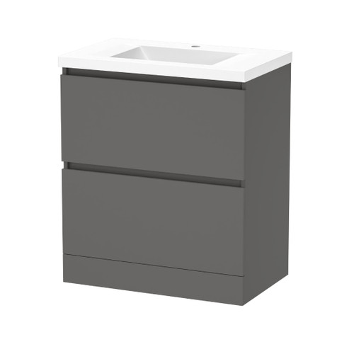 Luna Floor Standing Vanity 750mm 2-Drawer Ultra Touch Matt Tungsten 5LUN075DF11