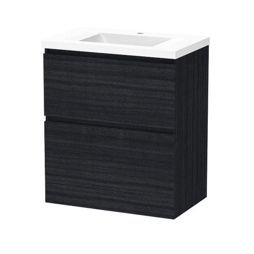 Luna Floor Standing Vanity 750mm 2-Drawer Charred Oak 5LUN075DF93