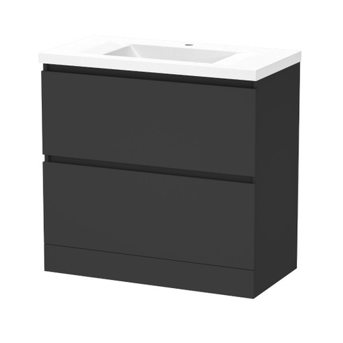 Luna Floor Standing Vanity 900mm 2-Drawer Ultra Touch Matt Black 5LUN090DF10