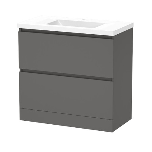 Luna Floor Standing Vanity 900mm 2-Drawer Ultra Touch Matt Tungsten 5LUN090DF11
