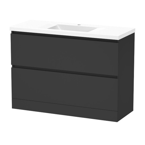 Luna Floor Standing Vanity 1200mm 2-Drawer Ultra Touch Matt Black 5LUN120DF10