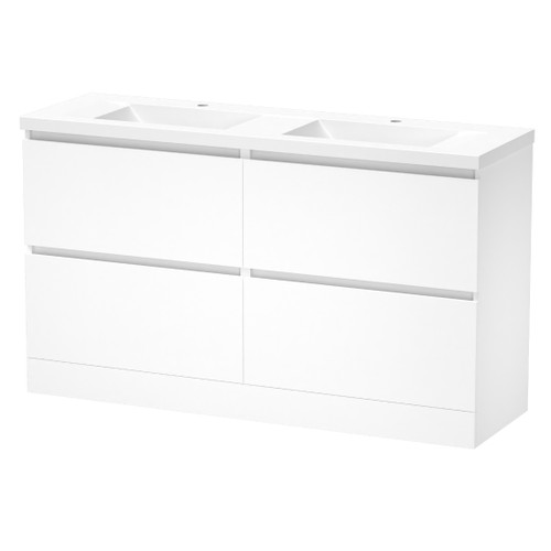 Luna Floor Standing Vanity 1500mm 2-Basin 2-Drawer Ultra Gloss White 5LUN15DDF02