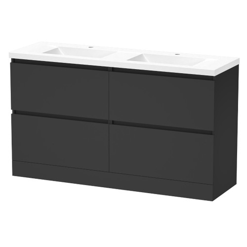 Luna Floor Standing Vanity 1500mm 2-Drawer Ultra Touch Matt Black 5LUN15DDF10