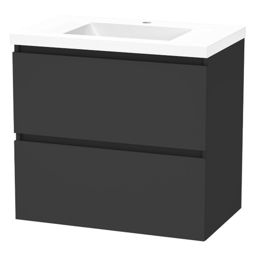 Luna Vanity 750mm 2-Drawer Ultra Touch Matt Black 5LUN075DW10