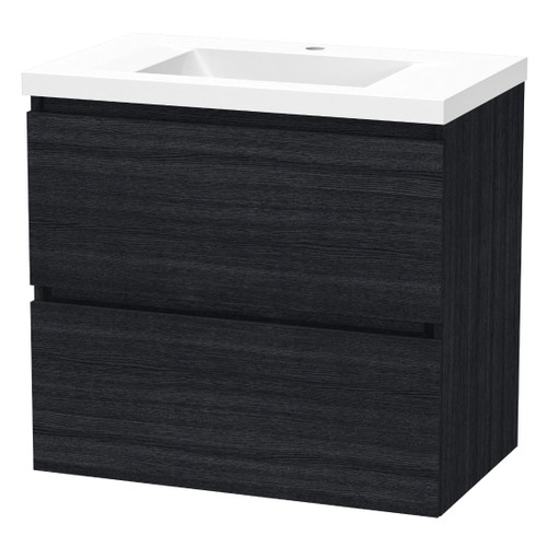 Luna Wall Hung Vanity 750mm 2-Drawer Charred Oak 5LUN075DW93