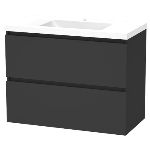 Luna Vanity 900mm 2-Drawer Ultra Touch Matt Black 5LUN090DW10