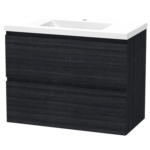 Luna Wall Hung Vanity 900mm 2-Drawer Charred Oak 5LUN090DW93