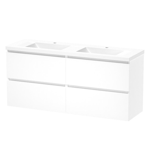 Luna Wall Hung Vanity 1500mm 2 Basin 2-Drawer Ultra Gloss White 5LUN15DDW02