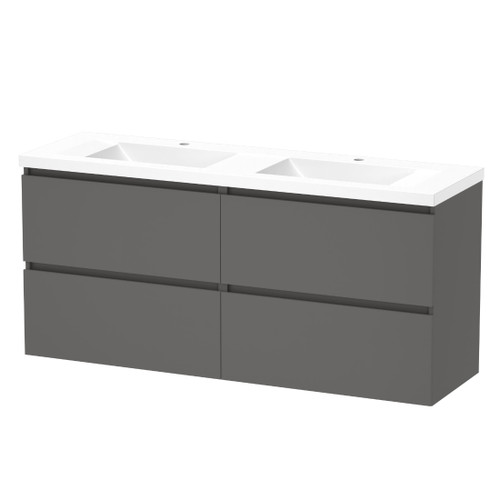 Luna Vanity 1500mm 2-Drawer Ultra Touch Matt Tungsten 5LUN15DDW11