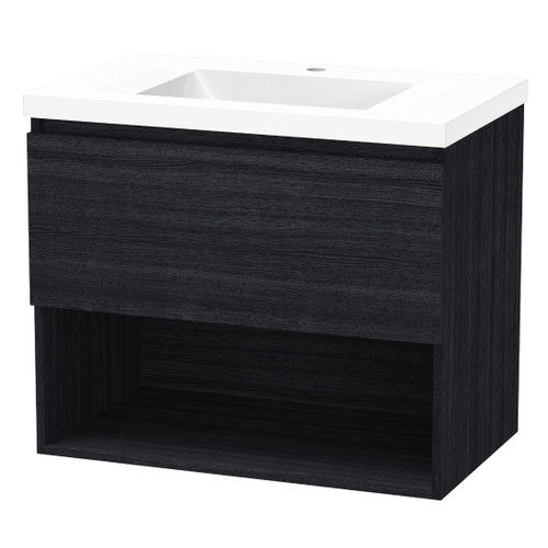 Luna Vanity 750mm 1-Drawer Open Charred Oak 5LUN075DO93