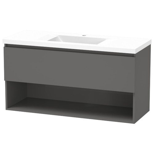 Luna Vanity 1200mm 1-Drawer Open Ultra Touch Matt Tungsten 5LUN120DO11