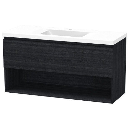 Luna Vanity 1200mm 1-Drawer Open Charred Oak 5LUN120DO93