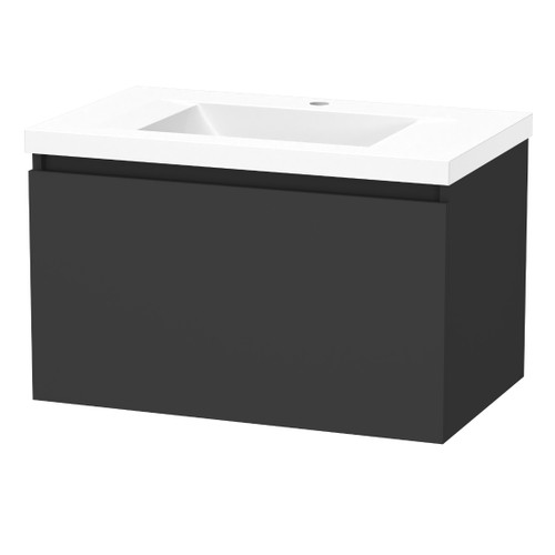 Luna Vanity 750mm 1-Drawer Ultra Touch Matt Black 5LUN075SN10