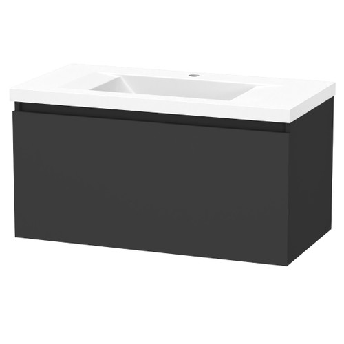 Luna Vanity 900mm 1-Drawer Ultra Touch Matt Black 5LUN090SN10