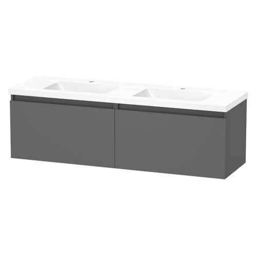 Luna Vanity 1500mm 2-Basin 1-Drawer Ultra Touch Matt Tungsten 5LUN15DSN11