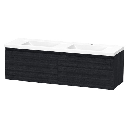 Luna Vanity 1500mm 2-Basin 1-Drawer Charred Oak 5LUN15DSN93