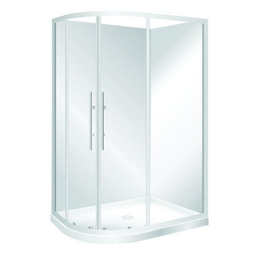 Curvato Corner Shower Round Right Hand Flat Wall 900 x 1200mm White CR12X9WHFWRH