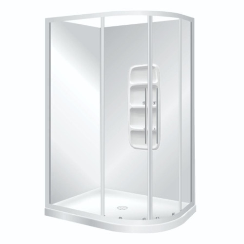Curvato Corner Shower Round Moulded Wall Left Hand 1200 x 900mm White CR12X9WHMWLH