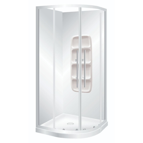 Curvato Corner Shower Round Moulded Wall 900 x 900mm White CR900WHMW
