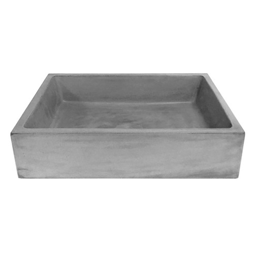 Bare Concrete Vessel Basin Square 470mm Grey B470GR