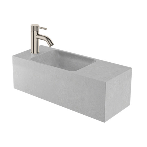 Bare Concrete Wall Basin Left 600mm Grey 85493GR