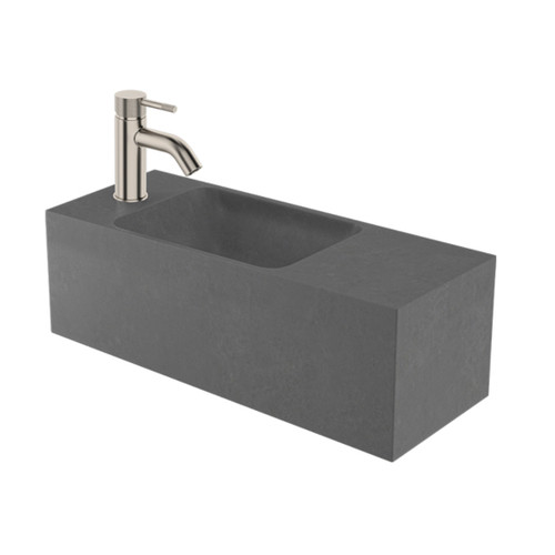 Bare Concrete Wall Basin Left 600mm Grey Steel 85493GS