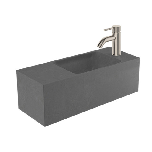 Bare Concrete Wall Basin Right 600mm Grey Steel 85494GS