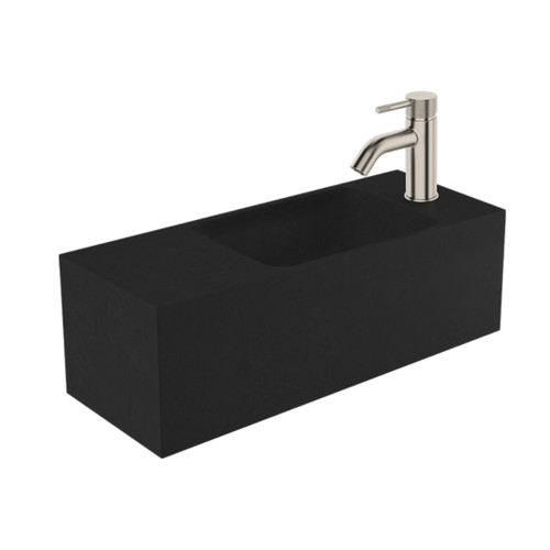 Bare Concrete Wall Basin Right 600mm Black 85494BK