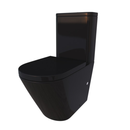Back to Wall Toilet Suite Gloss Black Snubby-GB