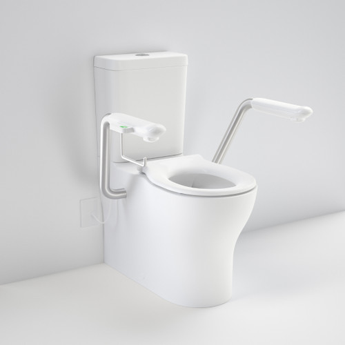 Opal Cleanflush Easy Height Wall Faced Close Coupled Suite Black Single Flap Seat & Right Nurse Call Armrest 985400ARWNCR