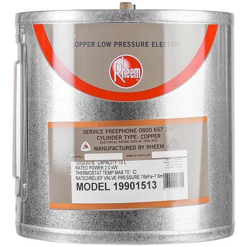 Hot Water Cylinder Low Pressure Copper 15L Under Bench 2kW 19901513