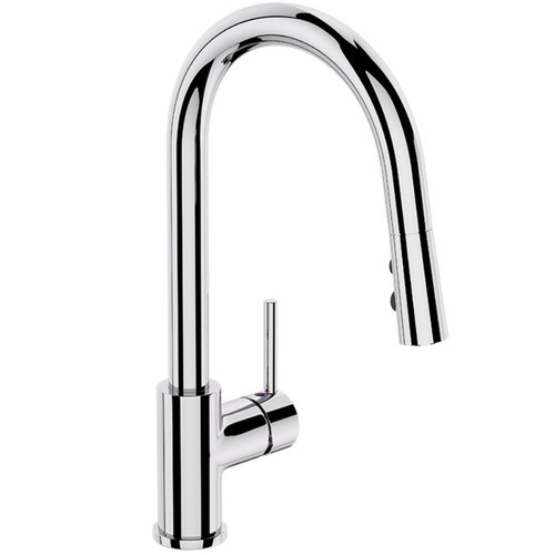 Uno Goose Neck Kitchen Mixer with Pull Out Spray Chrome