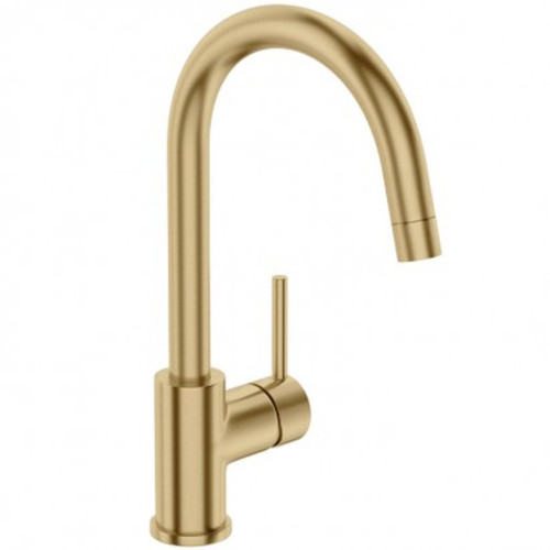 Uno Goose Neck Kitchen Mixer Brushed Brass