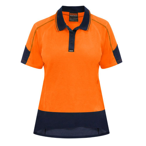 Polo Shirt Womens Short Sleeve Day Only Orange/Navy Size 12