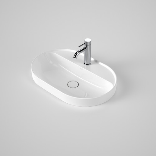 Liano II Pill Inset Basin with Tap Landing 600mm 1 Tap Hole White