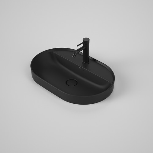 Liano II Pill Inset Basin with Tap Landing 600mm 1 Tap Hole Black