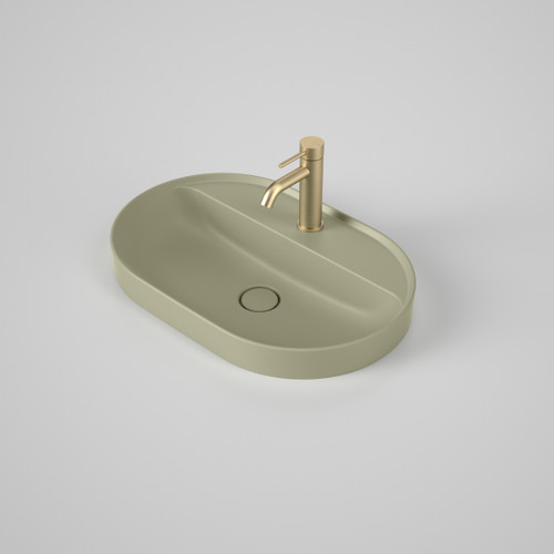 Liano II Pill Inset Basin with Tap Landing 600mm 1 Tap Hole Green (Special Order)